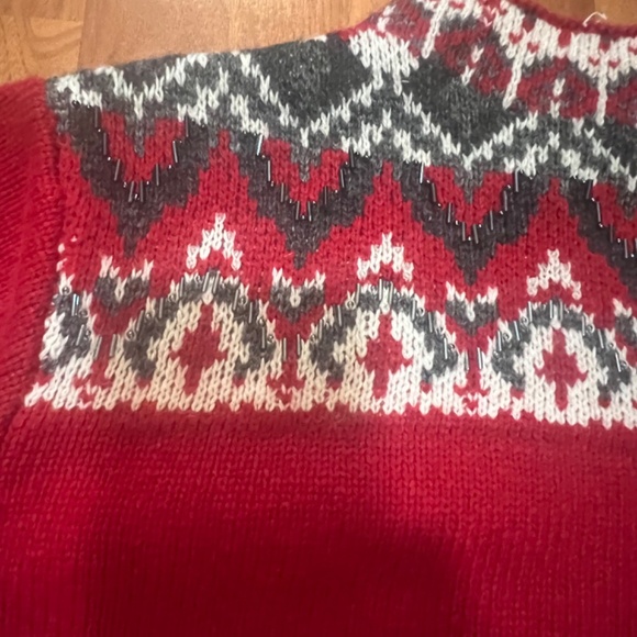 Coldwater Creek Ugly Christmas Sweater Women NWT XL Red and White Cozy Bead - Picture 4 of 10